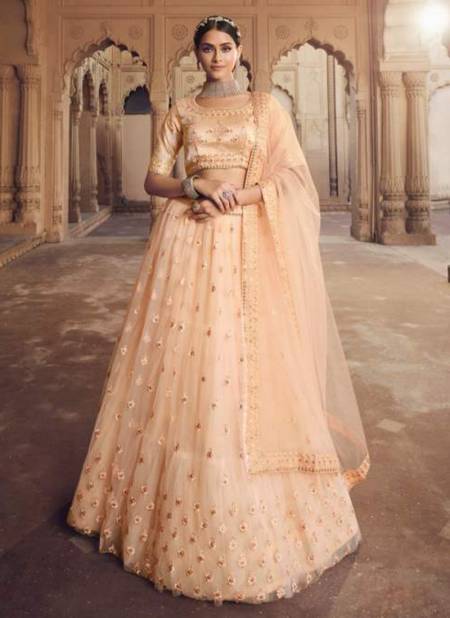 Light Orange Colour Aahvan Vol 2 Fancy Wedding Wear Heavy Lehenga Collection 1101
